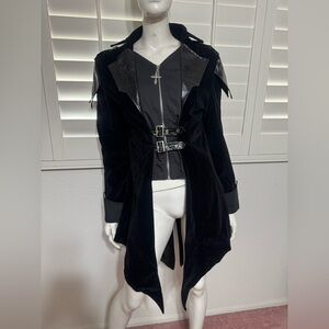New black velvet hood jacket coat tails goth gothic Victorian Renaissance costum